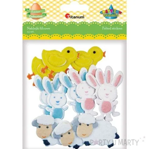 naklejki filcowe wielkanocne zwierzaczki titanum 12 szt