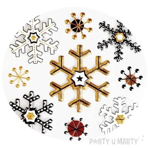 naklejki glamour 3d sniezynki czarno zlote arpex