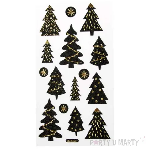 naklejki glamour choinki czarno zlote arpex 16 szt