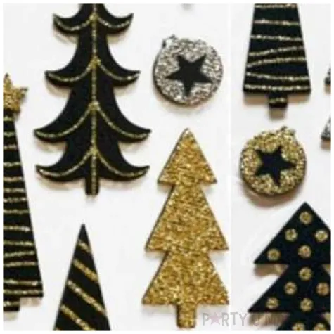 naklejki glamour choinki czarno zloto srebrne arpex 16 szt