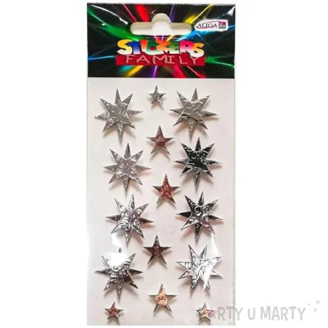 naklejki gwiazdki 3d srebrne aliga 7x12 5 cm 15 szt