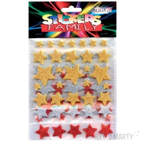 naklejki gwiazdki brokatowe mix aliga 78 szt