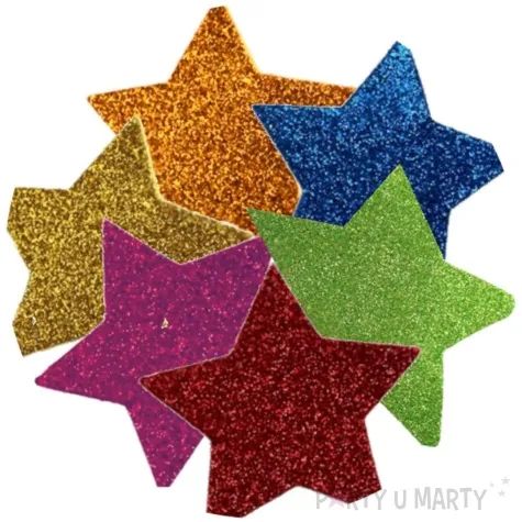 naklejki gwiazdki duze piankowe z brokatem brewis 6 szt