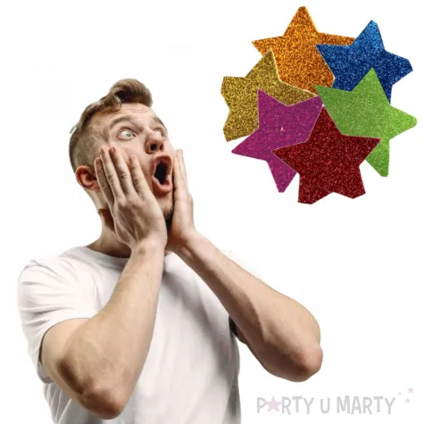 naklejki gwiazdki duze piankowe z brokatem brewis 6 szt