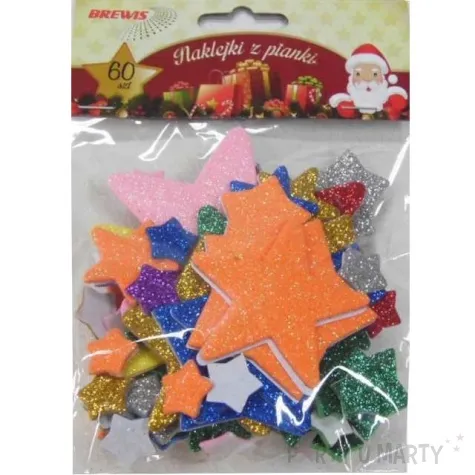 naklejki gwiazdki mix piankowe z brokatem brewis 60 szt