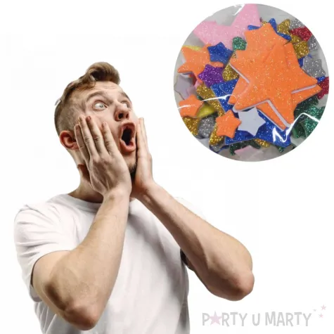 naklejki gwiazdki mix piankowe z brokatem brewis 60 szt