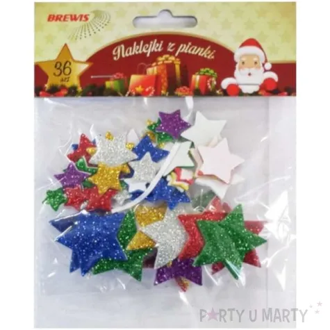 naklejki gwiazdki piankowe z brokatem brewis 36 szt