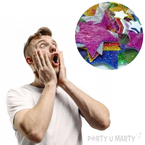 naklejki gwiazdki piankowe z brokatem brewis 36 szt