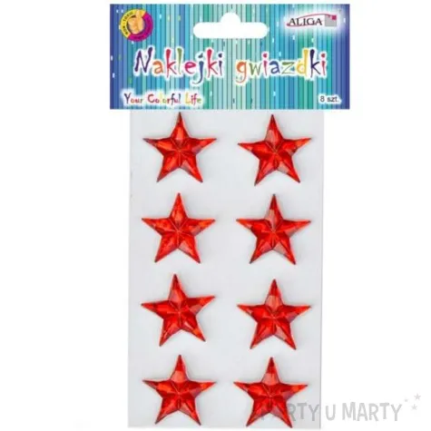 naklejki gwiazdy 3d czerwone aliga 8 szt