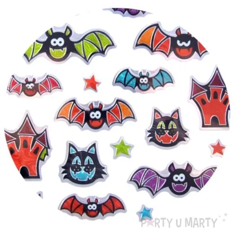 naklejki halloween nietoperze i koty metalizowane arpex