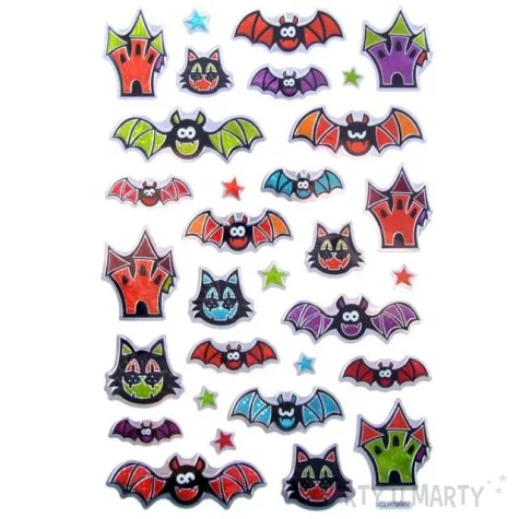 naklejki halloween nietoperze i koty metalizowane arpex