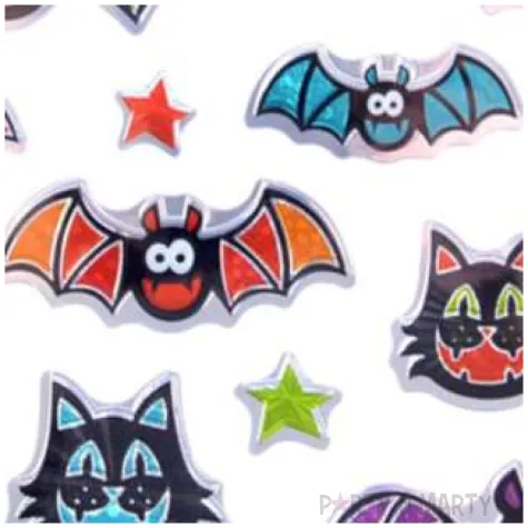 naklejki halloween nietoperze i koty metalizowane arpex