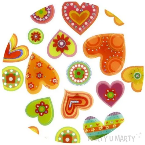 naklejki kolorowe serduszka 3d mix titanum 14 szt