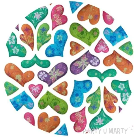 naklejki kolorowe serduszka z kwiatkami mix titanum 22 szt