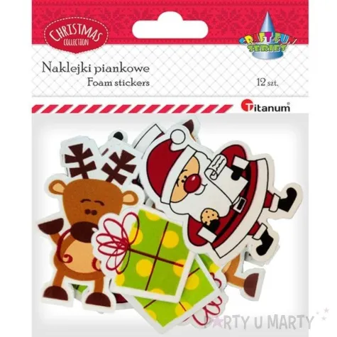 naklejki kolorowe swieta piankowe titanum 12 szt