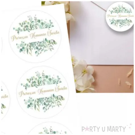 naklejki komunia swieta eukaliptus beauty 17x12 cm 6 szt