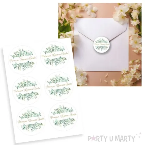 naklejki komunia swieta eukaliptus beauty 5 cm 6 szt