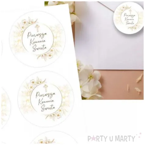 naklejki komunia swieta gold line glamour 17x12 cm 6 szt