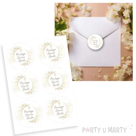 naklejki komunia swieta gold line glamour 5 cm 6 szt