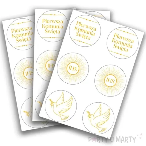 naklejki komunia swieta ihs hostia zloto bialy czakos 18 szt