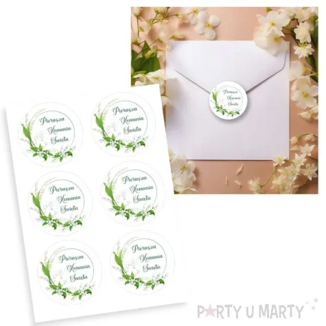 naklejki komunia swieta konwalie 5 cm 6 szt