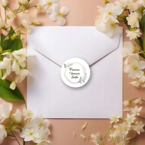 naklejki komunia swieta mietowa geometria 5 cm 6 szt