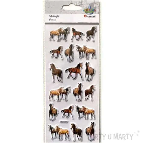 naklejki konie kreskowkowe foliowe brazowe titanum ok 3 5 cm 18 szt