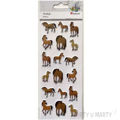 naklejki konie kreskowkowe foliowe brazowe titanum ok 3 cm 18 szt
