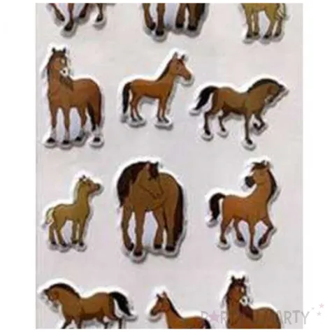 naklejki konie kreskowkowe foliowe brazowe titanum ok 3 cm 18 szt
