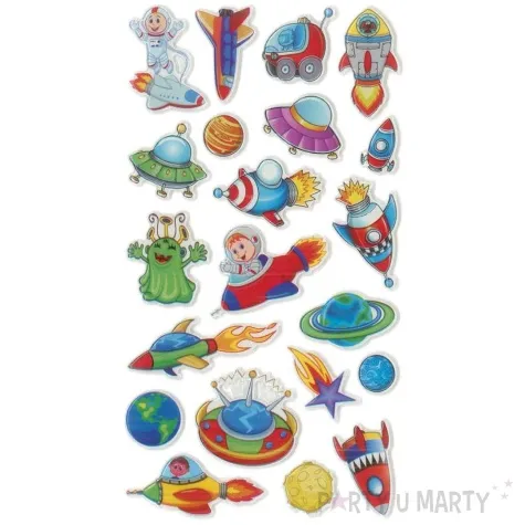 naklejki kosmos i rakiety mix titanum 21 szt