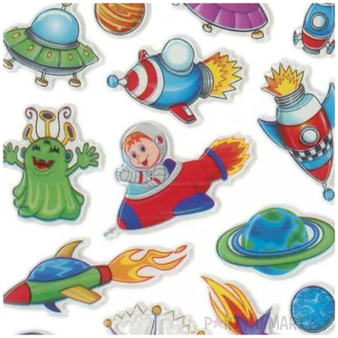 naklejki kosmos i rakiety mix titanum 21 szt
