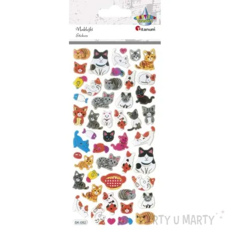 naklejki kotki kolorowe mix titanum 49 szt