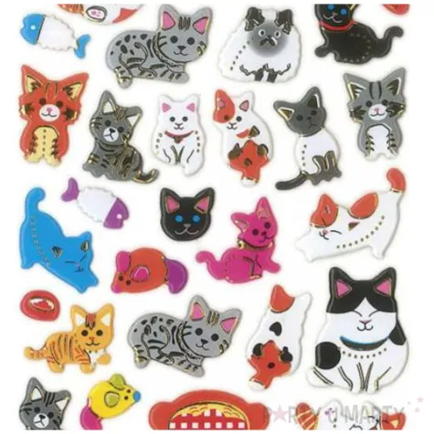 naklejki kotki kolorowe mix titanum 49 szt