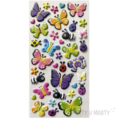 naklejki kwiatki pszczolki i motylki titanum 37 szt