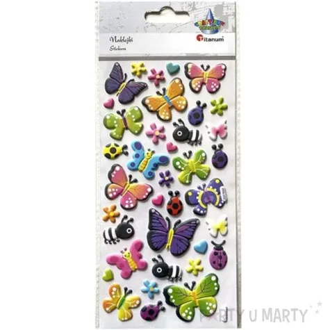 naklejki kwiatki pszczolki i motylki titanum 37 szt