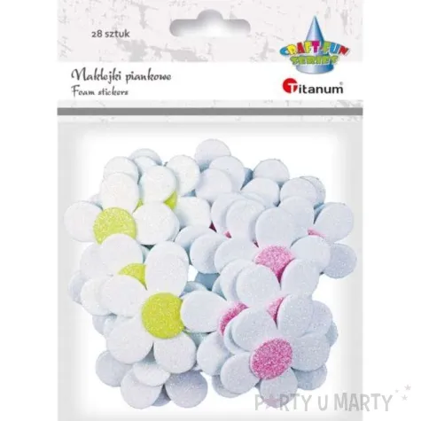 naklejki kwiaty brokatowe mix titanum 28 szt