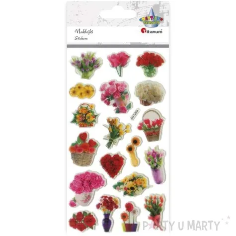 naklejki kwiaty w bukietach mix titanum 19 szt