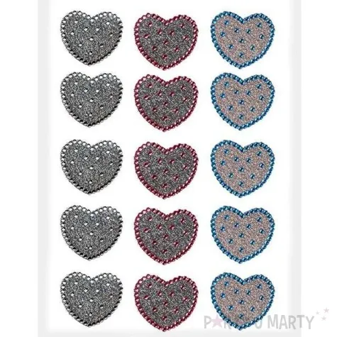 naklejki metaliczne serduszka srebrne titanum 15 szt