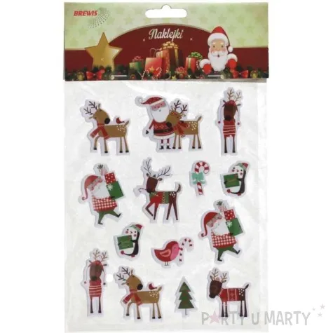 naklejki mikolaje i reniferki foliowe brewis 14 szt