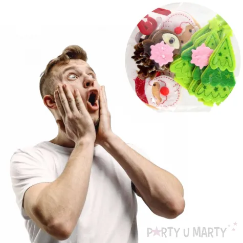 naklejki mikolaje reniferki choinki filcowe brewis 20 szt