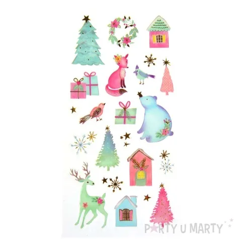 naklejki mis polarny renifer i choinki mix arpex 22 szt