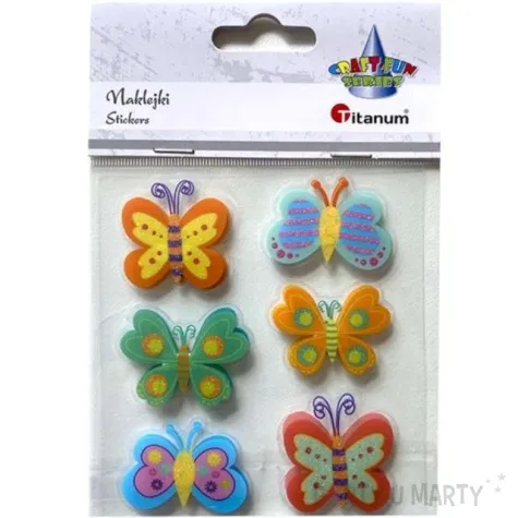 naklejki motylki 3d foliowe mix titanum ok 3 5 cm 6 szt