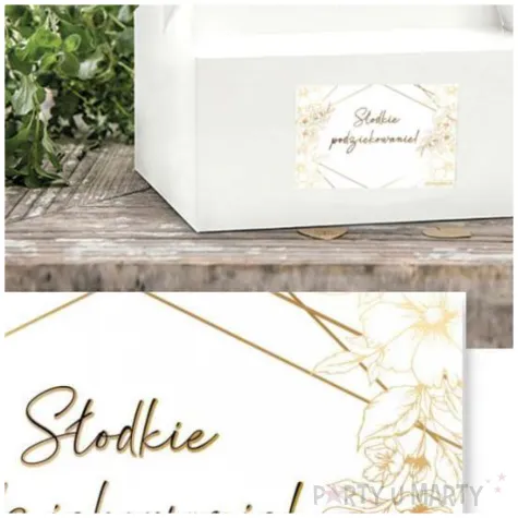 naklejki na ciasto slodkie podziekowanie gold line 5x8 cm 10 szt
