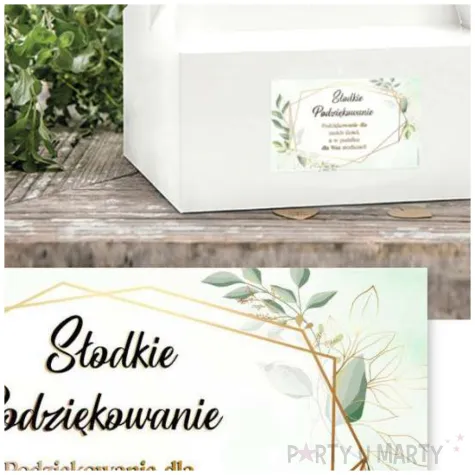 naklejki na ciasto slodkie podziekowanie mietowa geometria 5x8 cm 10 szt