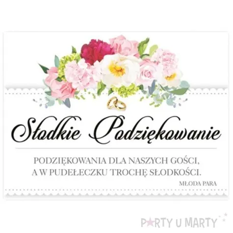 naklejki na ciasto slodkie podziekowanie slubne kwiaty 25 szt