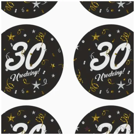 naklejki na koperty 30 urodziny glamur birthday 17x12 cm 6 szt