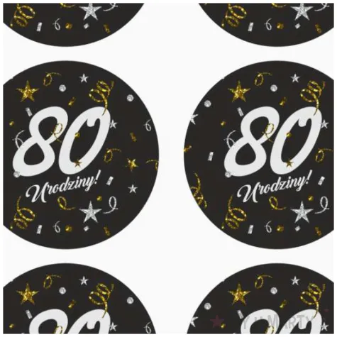 naklejki na koperty 80 urodziny glamur birthday 17x12 cm 6 szt
