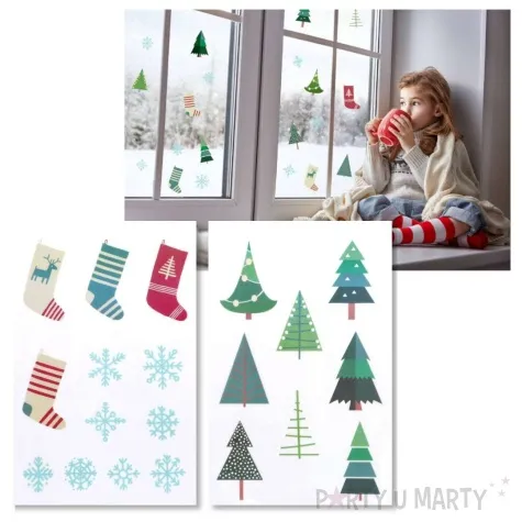 naklejki na okno holly jolly swiateczny szal folat 20 szt