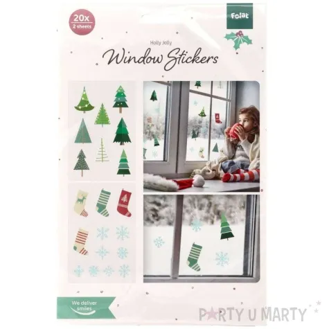 naklejki na okno holly jolly swiateczny szal folat 20 szt