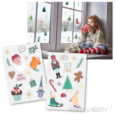 naklejki na okno holly jolly swiateczny szal folat 20 szt